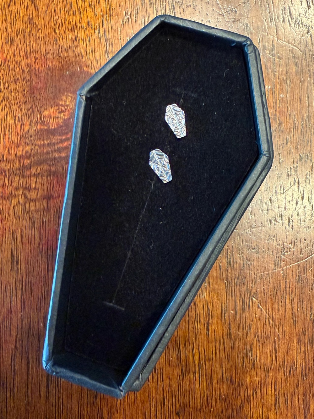 Silver Faceted Coffin Stud Earrings - Women's Jewelry